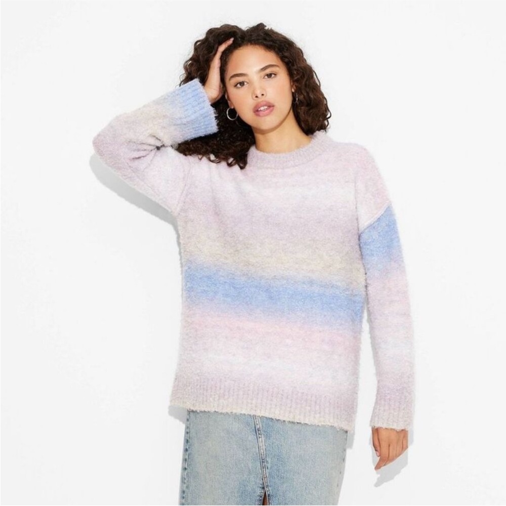 Wild Fable Boucle Oversized Purple Ombré Sweater Size Small